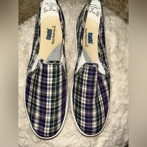 Keds women slip-on plaid sneakers with elastic stretch sides